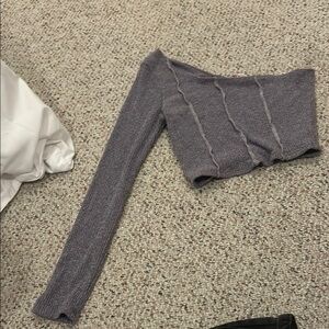 Blue Blush Gray Crop Top